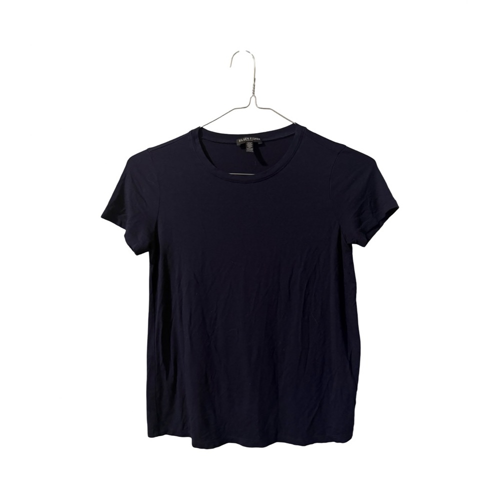 Eileen Fisher Deep Navy Short Sleeve Tee Size Petit PP/PTP